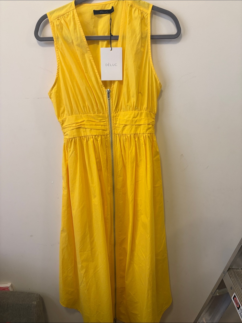 Deluc Bright Yellow Zip-Front Midi Dress